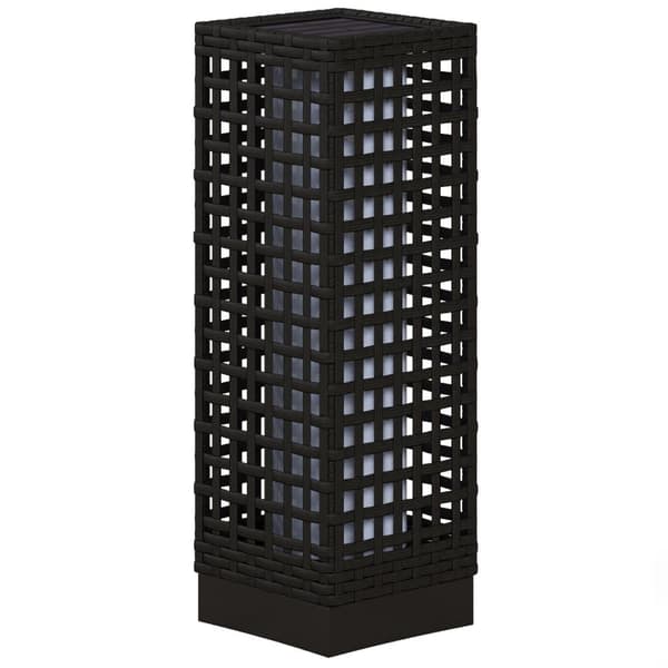 Solcellelampe, Rattan-Design, 15.5x15.5x46 cm, Sort