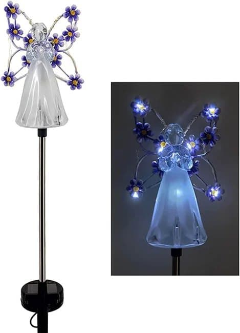 Lollanda Solcellsdriven Ängellampa -Gräsmatta Lampa - Flerfärgad LED, Akryl, för Trädgård och Minnesgåva