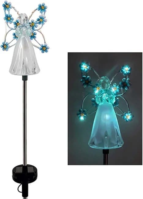 Lollanda Solcellsdriven Ängellampa -Gräsmatta Lampa - Flerfärgad LED, Akryl, för Trädgård och Minnesgåva