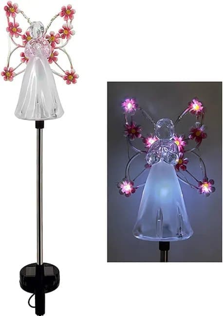 Lollanda Solcellsdriven Ängellampa -Gräsmatta Lampa - Flerfärgad LED, Akryl, för Trädgård och Minnesgåva