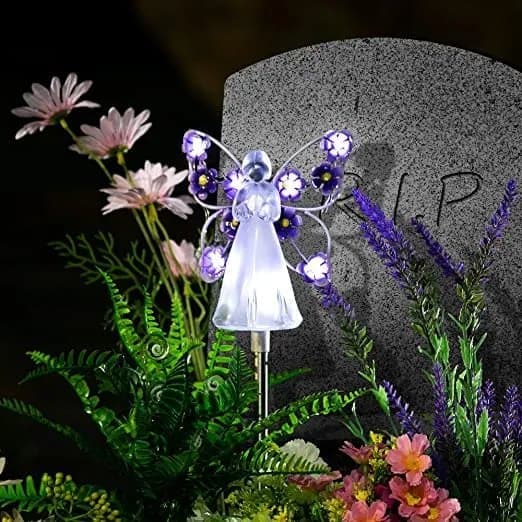 Lollanda Solcellsdriven Ängellampa -Gräsmatta Lampa - Flerfärgad LED, Akryl, för Trädgård och Minnesgåva
