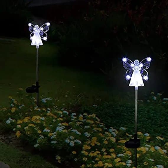 Lollanda Solcellsdriven Ängellampa -Gräsmatta Lampa - Flerfärgad LED, Akryl, för Trädgård och Minnesgåva