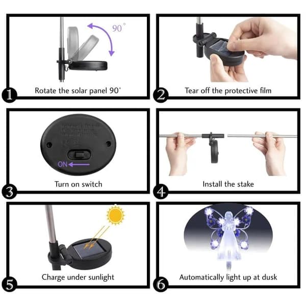 Lollanda Solcellsdriven Ängellampa -Gräsmatta Lampa - Flerfärgad LED, Akryl, för Trädgård och Minnesgåva