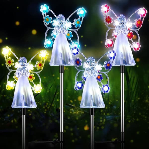 Lollanda Solcellsdriven Ängellampa -Gräsmatta Lampa - Flerfärgad LED, Akryl, för Trädgård och Minnesgåva