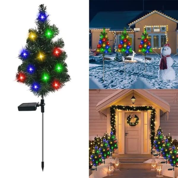 Lollanda Solcellsdriven Julgranslampa - 1 st, Gräsmatta Lampa, LED Färgljus, för Trädgård, Terrass och Fest