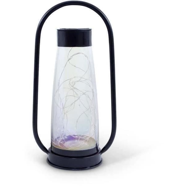 Aurinkokennolla toimiva lyhty - GARDEN ID musta - Ø18 K34 cm - AAA-paristo - Akunkesto 6-8 h - Käytännöllinen kahva.