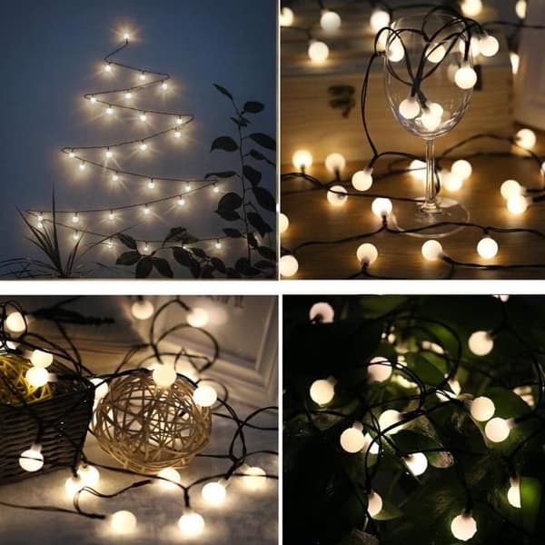 Billy solcellsgirlang - LUMI JARDIN - 60 LED-lampor - 6,9 cm - Varmvit