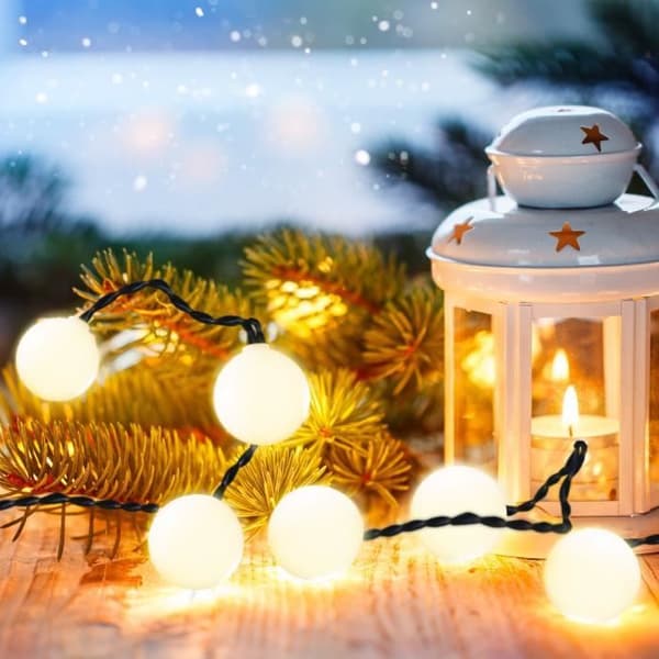 Billy solcellsgirlang - LUMI JARDIN - 60 LED-lampor - 6,9 cm - Varmvit