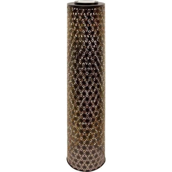 Solcellslampa - GARDEN ID-pelare - Guld-Svart - Ø20 H80 cm - 6 till 8 timmars ljus - På/av-knapp - Hållbart LI-ION-batteri.