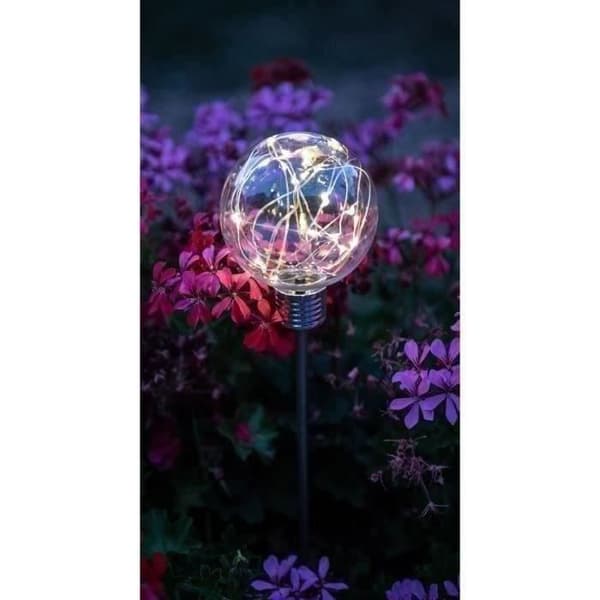 Solarborder - GARDEN ID-lampe - Ø8 h70 cm - Driftstid 6 til 8 timer - Tænd/sluk-knap - Genopladeligt AAA-batteri
