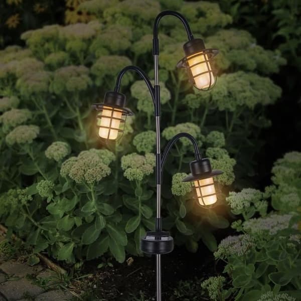 Dekorativ solcellsfyr - LUMISKY - BERRY SPIKE - H74 cm - Varmvit LED