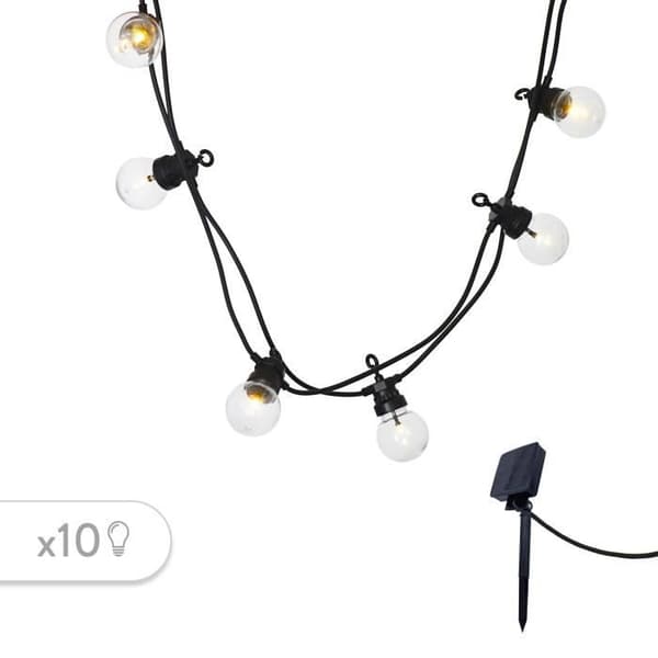 LUMIJARDIN Aurinkopaneeliköynnös 10 LED-valoa - Lämmin valkoinen - Party Clear Solar