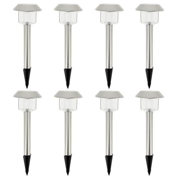 Set med 8 svala vita LED-solcellsfyrar - ALESIA - LUMISKY - Metall - Utomhus