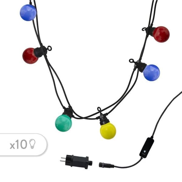 LED-juhla Guinguette -valosarja - LUMISKY - monivärinen - 10 lamppua - 6,5 m