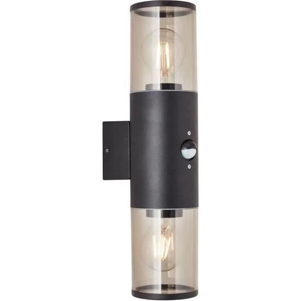 Sergioro Udendørs Applique 2L med detektor, Depoli Sort, 2x27 20W, pære medfølger ikke