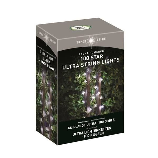 SMARDTV Ulkokäyttöön tarkoitetut valosarjat - Ultra 100 LED-tähteä - 15L - Aurinkokäyttöinen - Viileä valkoinen - 21,8m