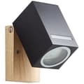 Miniatyrbillede 3 af 4: BRILLIANT - GALENI udendørs væglampe - sort/natur - metal/glas GU10 1x20W