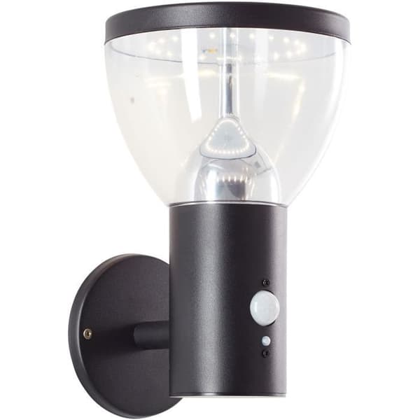 Utomhusvägglampa - BRILLIANT - TULIP - LED och solcell - Rörelsedetektor - Rostfritt stål och plast - 4 W - Svart