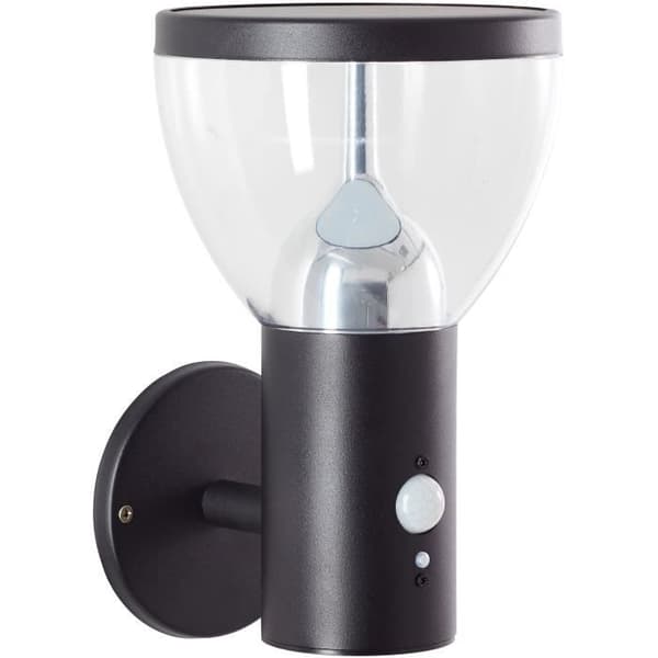 Utomhusvägglampa - BRILLIANT - TULIP - LED och solcell - Rörelsedetektor - Rostfritt stål och plast - 4 W - Svart
