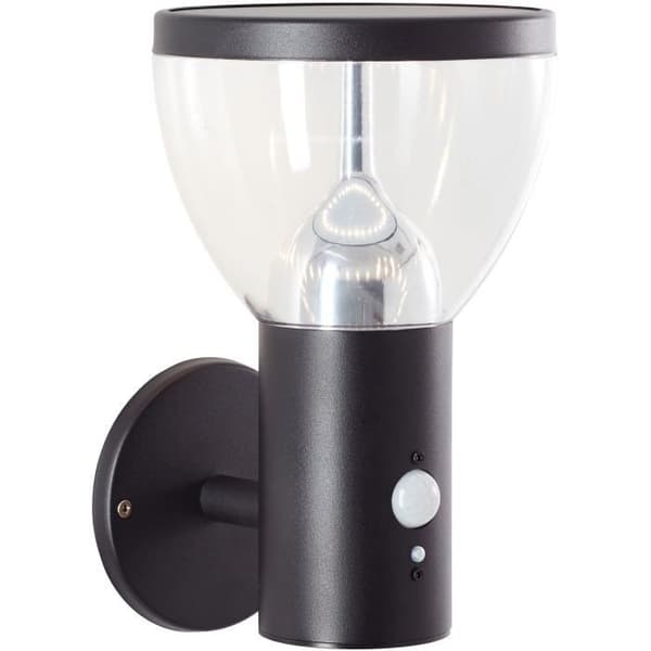 Utomhusvägglampa - BRILLIANT - TULIP - LED och solcell - Rörelsedetektor - Rostfritt stål och plast - 4 W - Svart