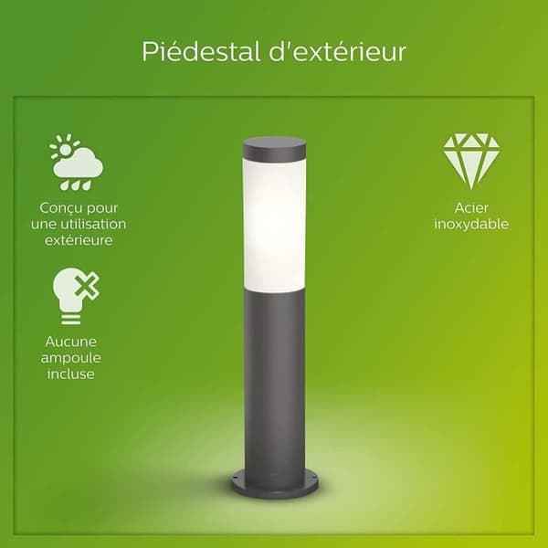 PHILIPS Utrecht ulkopollari - Metalli - LED - 1x20W - Harmaa - Nykyaikainen - Design