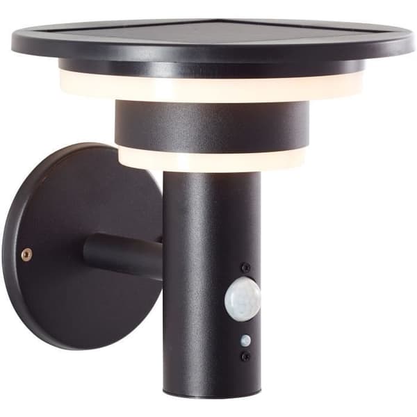 Utomhusvägglampa - BRILLIANT - GARVINA - LED och solcell - Rörelsedetektor - Rostfritt stål och plast - 4 W - Svart