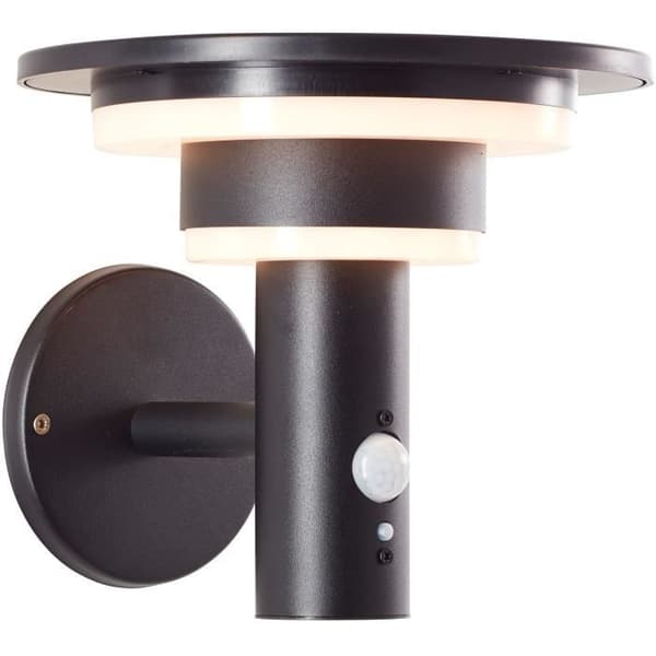 Utomhusvägglampa - BRILLIANT - GARVINA - LED och solcell - Rörelsedetektor - Rostfritt stål och plast - 4 W - Svart