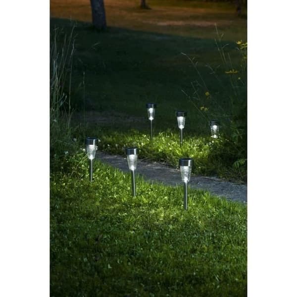 Set med 5 GALIX G18 solcellslampor - Rostfritt stål - 7 lumen - Glasdiffusor