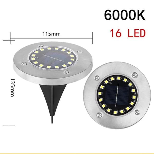 8-Pack Solcellslampor för Marken, 16 LED, Vattentäta IP65, Vitt Ljus 6000K, Trädgårdsbelysning