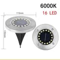Miniatyrbild 3 av 8: 8-Pack Solcellslampor för Marken, 16 LED, Vattentäta IP65, Vitt Ljus 6000K, Trädgårdsbelysning