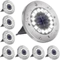 Miniatyrbild 1 av 8: 8-Pack Solcellslampor för Marken, 16 LED, Vattentäta IP65, Vitt Ljus 6000K, Trädgårdsbelysning