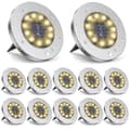 Miniatyrbillede 1 af 9: 12-pak solcellelamper til jord, 12 LED'er, vandtæt IP65, varmt hvidt lys 3000K, havebelysning