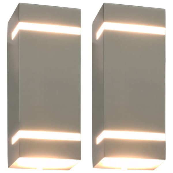 Utomhusvägglampa 2 st 35 W silver rektangulär