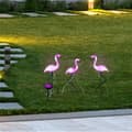 Miniatyrbild 2 av 2: HI Soldriven LED trädgårdsflamingo 3 st