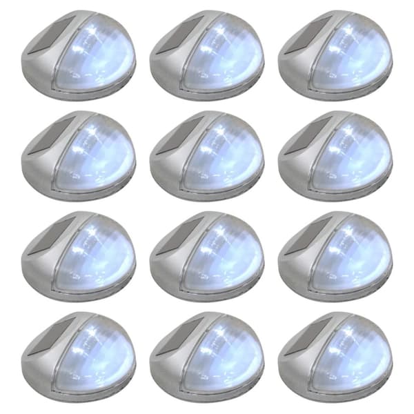 Sollampa vägg LED set 12 st rund silver