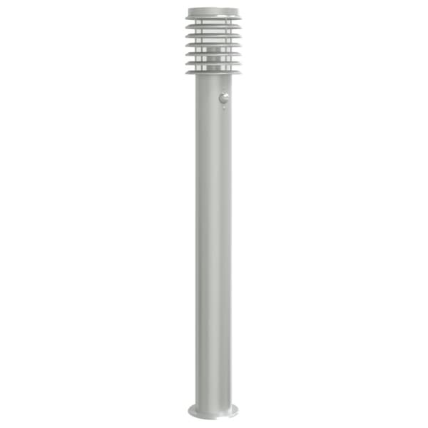 Utomhusgolvlampa med sensor silver 110 cm rostfritt stål