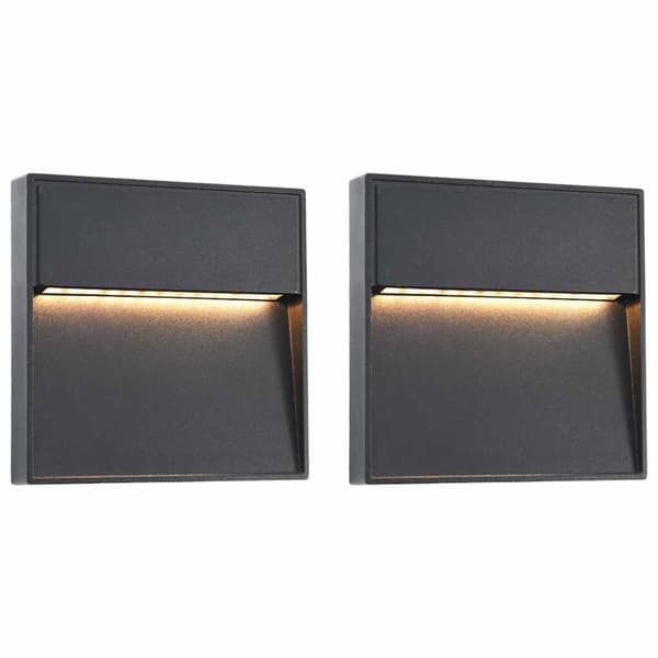 Utomhusvägglampa LED 2 st 3 W svart fyrkantig