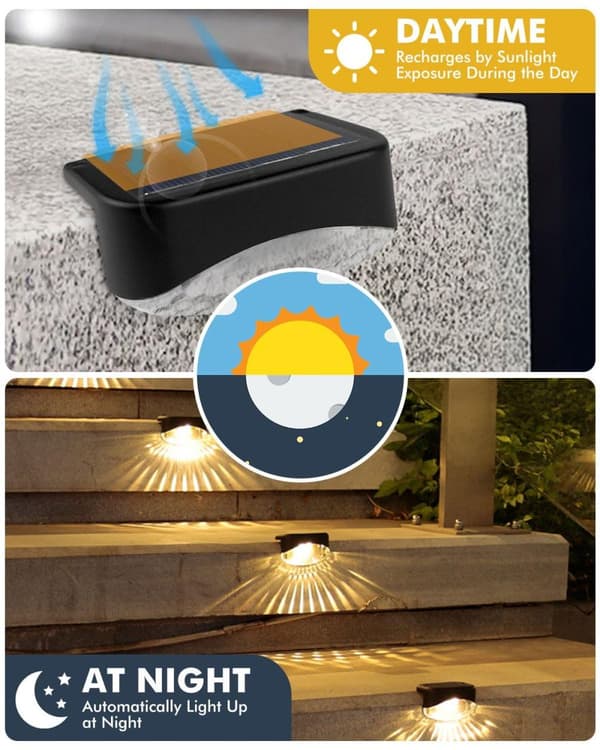 Bomclap 12-Pack Udendørs Solar Lights - Varm hvid Vandtæt Havelys til Hegn, Trapper og Gangbroer