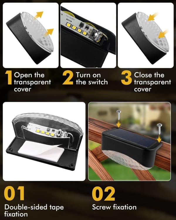 Bomclap 12-Pack Udendørs Solar Lights - Varm hvid Vandtæt Havelys til Hegn, Trapper og Gangbroer