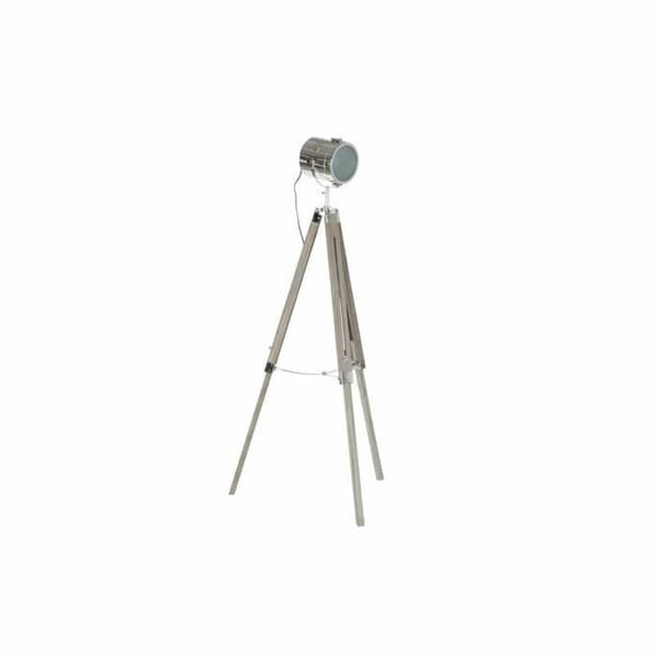 golvlampa metall trä silver ljusbrunt stativ (66 x 66 x 142 cm)