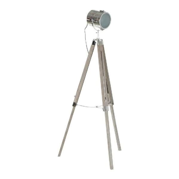 golvlampa metall trä silver ljusbrunt stativ (66 x 66 x 142 cm)