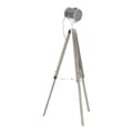 Miniatyrbild 1 av 4: golvlampa metall trä silver ljusbrunt stativ (66 x 66 x 142 cm)