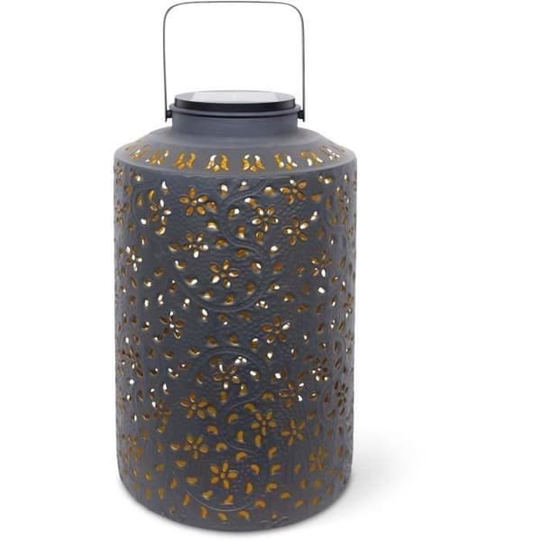 Solcellelanterne - GARDEN ID Dubai - 25 x 41 cm - 6-8 timers batterilevetid - Afbryder - Robust håndtag - Genopladeligt batteri.