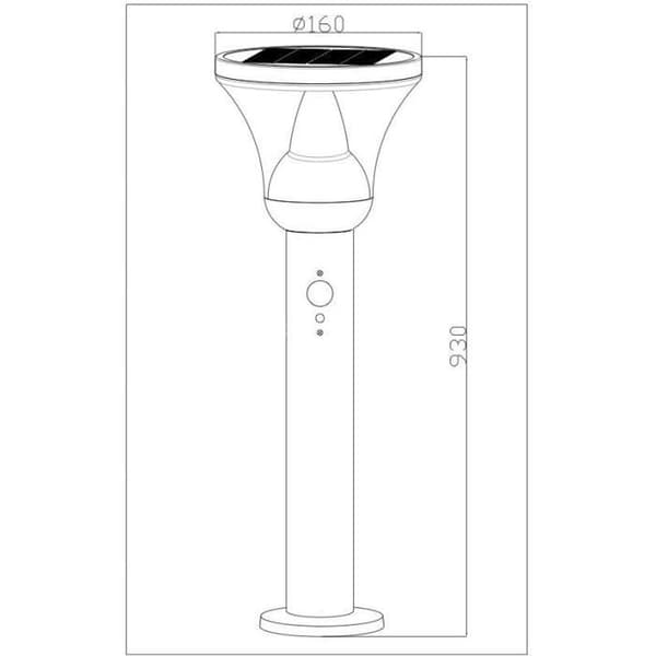 Solcellsgatulampa - GALIX - G4595C - Mycket ljusstark - Rostfritt stål med detektor - H93 cm - 1000 lumen
