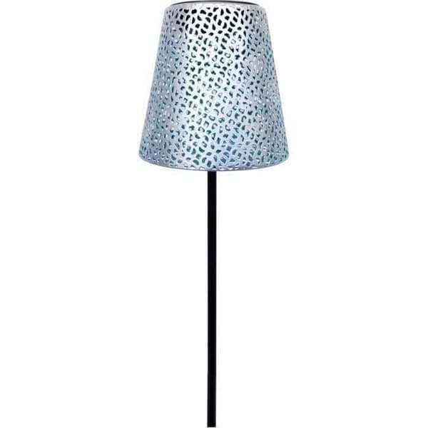 Solcellelampe - GARDEN ID Sølv - Ø12 h70 cm - Levetid 6-8 timer - Stabiliserende fod - Tænd/sluk-knap - AAA batteri.