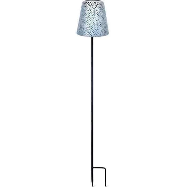 Solcellelampe - GARDEN ID Sølv - Ø12 h70 cm - Levetid 6-8 timer - Stabiliserende fod - Tænd/sluk-knap - AAA batteri.