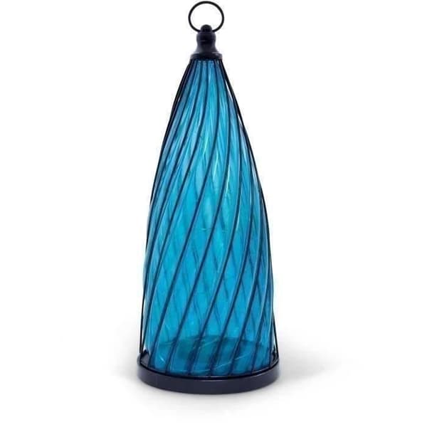 Aurinkokennolla toimiva lyhty - GARDEN ID Blue Dome - Ø17 K40 cm - Akkukesto 6-8 h - Päälle/pois-painike - Ladattava AA-paristo.