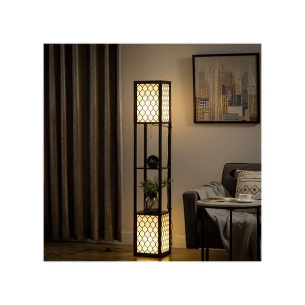 HOMCOM golvlampa, 40 Watt, E27, utdragbar strömbrytare, för vardagsrum, sovrum