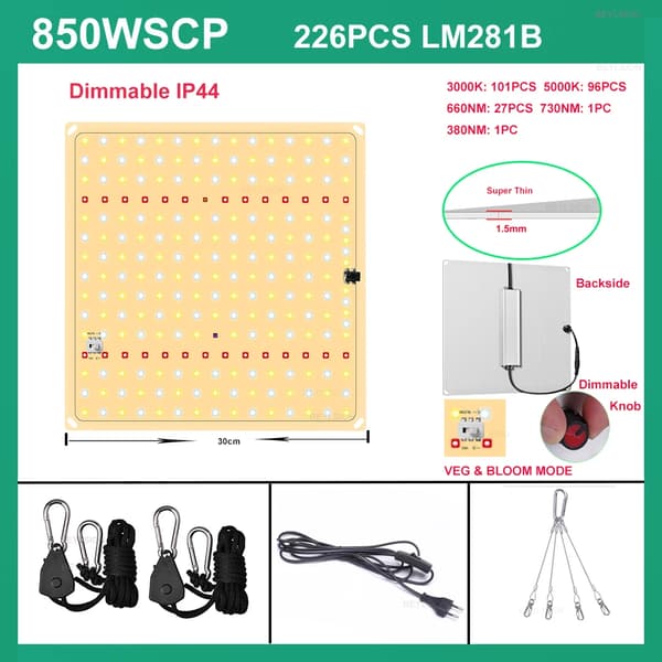 LED Plante Lys, Dæmpbar Funktionalitet, Fuldt Spektrum,850WSCP IR UV PRO