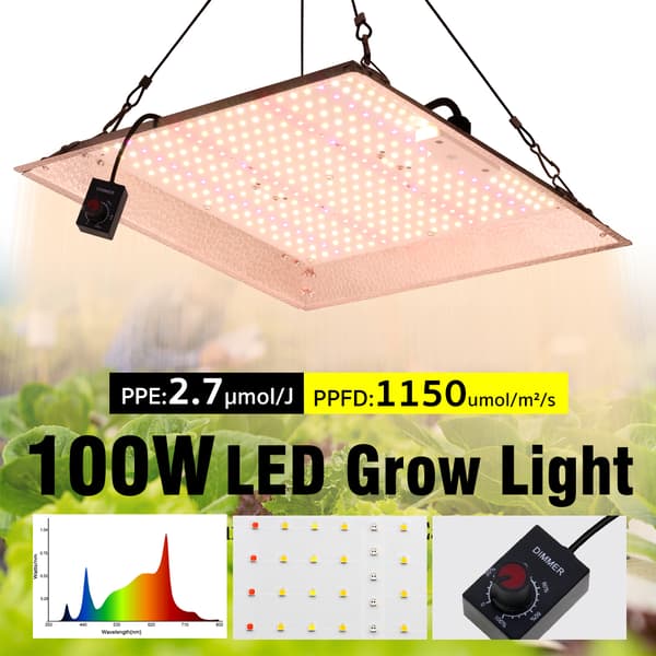 100W LED Vækstlys, Fuldt Spektrum, Dæmpbar Funktion,100W